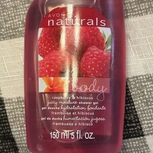 Avon Naturals Raspberry & Hibiscus Shower Gel.